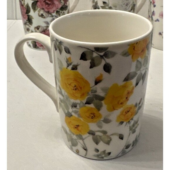 Home Essentials Roses Floral Tea Coffee Mug 12 Oz. Set of 6 Vintage EUC - Picture 6 of 15